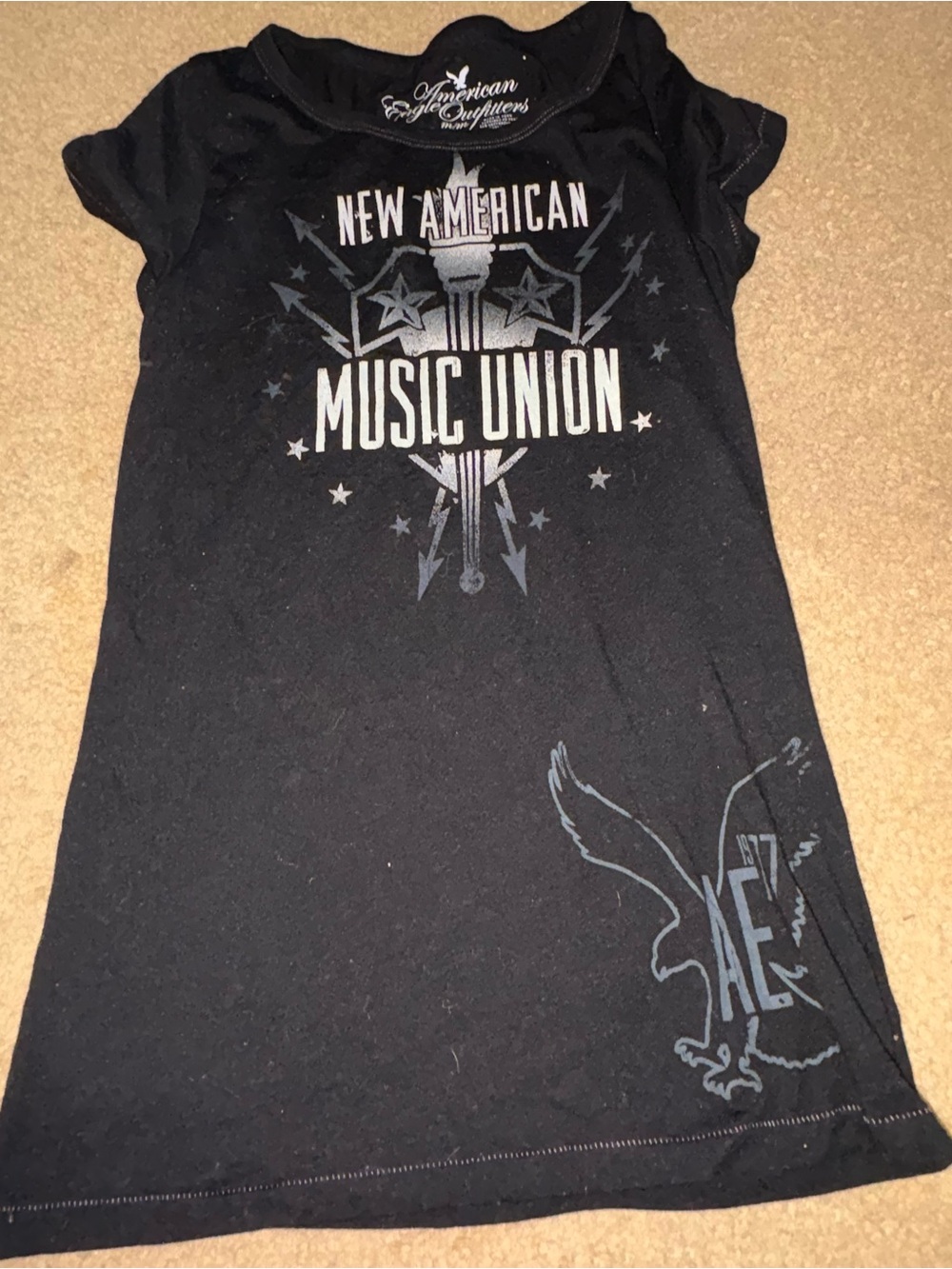 NEW AMERICAN MUSIC UNION juniors tee Med Bob Dylan Raconteurs Black Keys T shirt